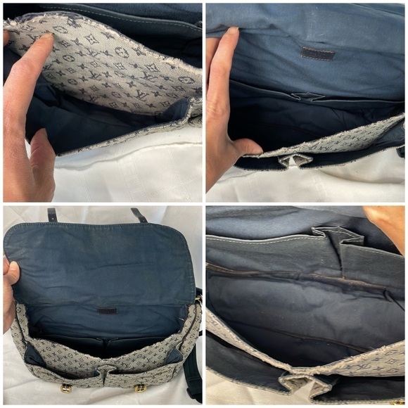 Louis Vuitton Monogram Mini Lin Sac a Langer Diaper Messenger Bag Denim Gray - Picture 15 of 17